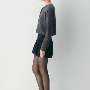 Cárdigan Corto de Punto Gris para Mujer, Manga Larga, Cuello Redondo, Botones al Frente, Estilo Minimalista, Top Otoñal - Product Image 3