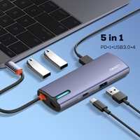 Hub USB C LDNIO DS-15U 5 en 1, 4 ports USB 3.0 5 Gbps et charge PD 100 W, adaptateur multiport type C, station d'accueil pour ordinateur portable et tablette