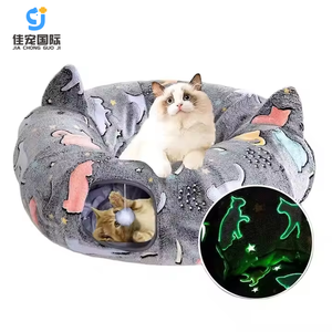 Túnel Plegable para Gatos con Colchoneta Central, Cama para Gatos con Diseño de Animales, Cojín Lavable y Plegable - Product Image 1