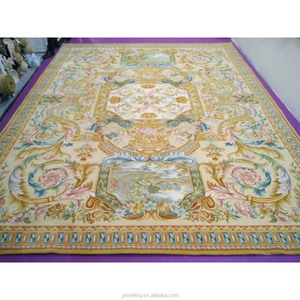 Alfombra de lana anudada a mano de 9x12 DE LUJO personalizada, alfombra Savonnerie a Rusia con diseño de <span class=keywords><strong>palacio</strong></span> real dorado de fábrica china - Product Image 3
