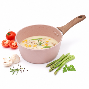 <span class=keywords><strong>Casserole</strong></span> à lait en granit 12-16 cm, mini-<span class=keywords><strong>casserole</strong></span> antiadhésive avec revêtement en pierre, poignée en <span class=keywords><strong>bois</strong></span>, double fond, rose, ustensile <span class=keywords><strong>de</strong></span> cuisine - Product Image 1