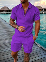 Ensemble de vêtements de sport personnalisé OEM, polo zippé, haut et short de plage, jogging 2 pièces, survêtement pour homme, ensemble de sport de loisirs