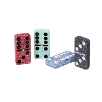 Dominos professionnels personnalisés en marbre bleu veiné double six, 28 pièces, blocs de dominos en marbre coloré pour les jeux de société de puzzle pour enfants