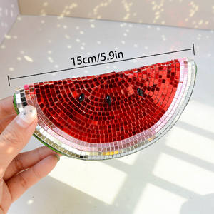Decoración de Fruta de Sandí<span class=keywords><strong>a</strong></span> con Bola de Discoteca - Escultura Creativa y Linda de 15 cm/5.9 Pulgadas para Mesa, Arte de Mosaico de Espejo para el Hogar, Estante, Regalo Único - Product Image 3