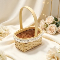 Panier à fleurs carré en bois tressé avec dentelle, bouquet de fleurs, cadeau de Saint-Valentin, anniversaire de filles, emballage pour fleuriste, Zhejiang