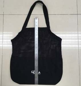 Handmade Black Cotton <b>Cloth</b> Farmers Market <b>Shopping</b> Bag Hanging Produce Storage Textile Packaging - Product Image 3