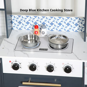 ชุดครัวของเล่นไม้ ชุดจำลองการทำอาหารสำหรับเด็กเล็ก พร้อ<span class=keywords><strong>ม</strong></span>เตาจำลองสำหรับการเรียนรู้และเล่นบทบาทส<span class=keywords><strong>ม</strong></span><span class=keywords><strong>ม</strong></span>ติ สีเขียว-น้ำเงิน - Product Image 2