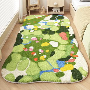Alfombra de poliéster de felpa con diseño geométrico especial de dibujos animados, resistente a la suciedad, lavable a mano, con base antideslizante, pelo medio, para otoño e invierno. - Product Image 2