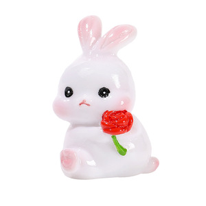 Figurine en résine de lapin mignon, mini décoration animale, ornement de bureau à domicile, cadeau artisanal - Product Image 5