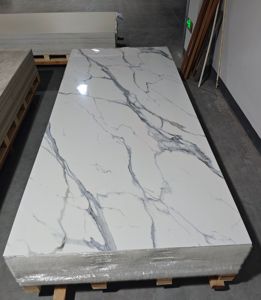 Plaque décorative en PVC style marbre <span class=keywords><strong>blanc</strong></span> doré, épaisseur 2,5 mm, design moderne pour murs de maison et de bureau - Product Image 4