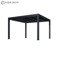 Pergola à lames orientables en aluminium, toit motorisé, autoportante, électrique, étanche, pour jardin, extérieur, balcon, écologique, revêtement poudré