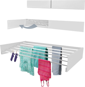 Séchoir pliant pliable en acier blanc et noir fixé au mur pour la maison et l'hôtel pour le nettoyage <span class=keywords><strong>de</strong></span> la <span class=keywords><strong>salle</strong></span> <span class=keywords><strong>de</strong></span> <span class=keywords><strong>bain</strong></span> et du salon - Product Image 2