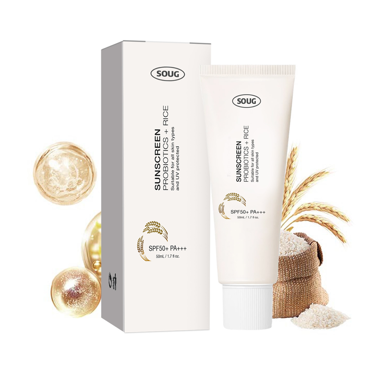 Hydrating Moisturizing Refreshing Non-sticky Anti-UV Brighten Skin Probiotics Sunscreen