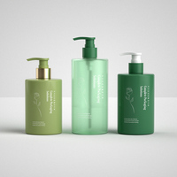 Bouteilles en plastique PET ambré 350ml/400ml/500ml vides pour liquide de lavage des mains, shampoing, lotion, avec pompe pulvérisatrice et impression sérigraphique