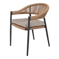 patio en aluminium ensemble de salle à manger meubles d'extérieur jardin en plastique table en bois et corde 4 places chaises