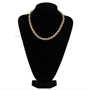 Hip-Hop Style 8mm Gold-Plated <b>Copper</b> <b>Chain</b> Twisted Necklace Diamonds Unique Fashionable Exaggerated - Product Image 5