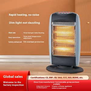 Üretici tarafından ev ofis kare gri mekanik tasarım için salınım ile yüksek hızlı halojen ısıtma masaüstü vantilatör ısıtıcı - Product Image 3