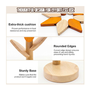 Sunflower Wooden <strong>Trivets</strong> for Hot Dishes Set of 5 Beech Wood Heat Resistant <strong>Trivet</strong> Mats Hot Pots Pans Bowls Teapots Tree <strong>Stand</strong> - Product Image 6