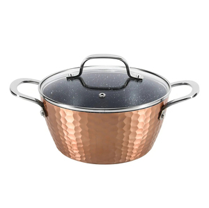 Modern <b>Ceramic</b> Marble Coated Pot <b>Pan</b> Silicone Glass Lids Non-Stick Forged Hammer Aluminum 6-Piece Dishwasher Safe Cookware Set - Product Image 2