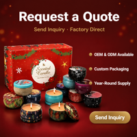 Coffret Cadeau de Bougies Parfumées Artisanales en Cire de Soja Écologiques pour Noël – 12 Bougies en Boîte Assorties – Vente en Gros pour Fêtes et Événements Festifs