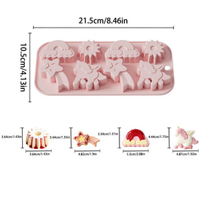 <span class=keywords><strong>Moule</strong></span> en silicone Licorne 8 cavités 3D, thème Licorne Volante, avec motifs de Dessins Animés, Arc-en-ciel, Météores et Soleil, pour Fête d'Enfants - Product Image 6