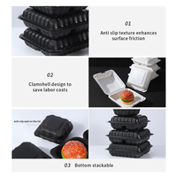 Conteneur alimentaire jetable personnalisé avec logo, boîte à clapet MFPP 9*9 8*8 pour hamburgers à emporter, compatible micro-ondes