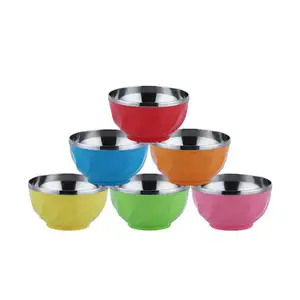 Portable Kitchen Colorful 6 Pieces Tableware Baby Bowl Stainless Steel Noodle Soup Food Bowls Sets