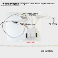 Interrupteur tactile intelligent intégré à double touche pour miroir, avec fonction anti-buée, adapté aux miroirs de salle de bain