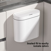 Poubelle de cuisine intelligente entièrement automatique avec capteur, couvercle électrique, fixation murale, pour la maison, la cuisine, la salle de bain, en matériau PP
