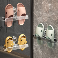 PVC-Saugnapf-Wandhalterung für Hausschuhe mit Bohrfreier Installation, Schuhablage mit Abflussfunktion für Toiletten- und Badezimmertüren