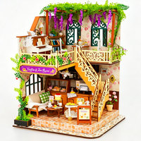 Kit de maison miniature DIY Minihaven, kit de maison de poupée miniature DIY, salon de thé Wisteria, jouet en bois