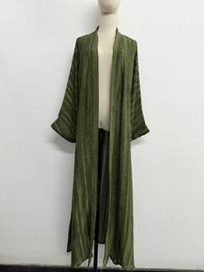 Abaya Clásica <span class=keywords><strong>de</strong></span> Satén con Encaje, Estilo Abierto, Color Puro, para Mujeres Musulmanas Árabes <span class=keywords><strong>de</strong></span> Dubái - Product Image 2