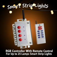 Controlador LED RGB con Control Remoto para hasta 25 Lámparas, Guirnaldas de Luces de Plástico, Tiras de Luces Inteligentes para Uso en Interiores, Fácil Instalación