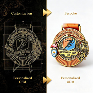Medalla Personalizada de Oro Antiguo de 10K con Diseño Costero de <span class=keywords><strong>África</strong></span> Occidental - Premio Giratorio de Metal Esmaltado <span class=keywords><strong>para</strong></span> Carreras - Product Image 2