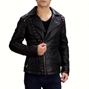 Chaqueta de Invierno para Hombre, Diseño Elegante, Negra, 100% Cuero Genuino, Forro de Lana Transpirable y Ecológico, la Mejor Calidad, a la Moda - Product Image 1