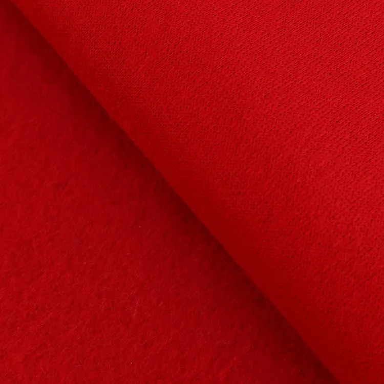 ZM015-5 לסרוג אדום כותנה פוליאסטר רך cvc מוברש סוודר צמר בד הסווטשרט