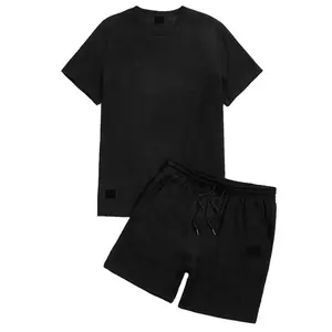 New Fashion Plain Round Neck Design Shorts Two Piece Set Bamboo Summer Wear For Men