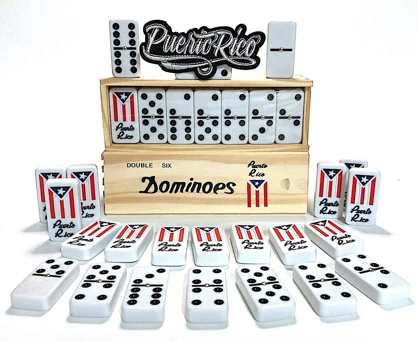 Juego de dominó con bandera de Puerto Rico, juego de dominó, boricura, orgullo