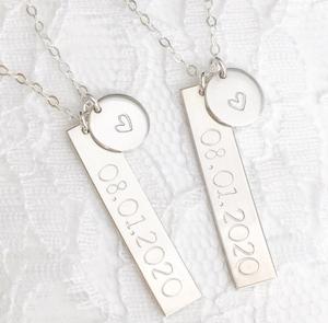 Custom Stainless Steel Friendship Family Christmas Birthday Gift Engraved Bar Disc Mama Mom <strong>Grandma</strong> Necklace <strong>Jewelry</strong> - Product Image 5
