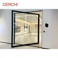 Porte pivotante en aluminium de luxe DERCHI, robuste, à rupture de pont thermique, grande porte pivotante en aluminium avec vitrage pour maison moderne