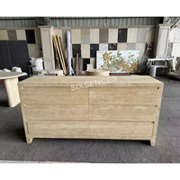 Commode de luxe italienne en marbre véritable travertin spacieuse avec 6 tiroirs, parfaite pour les chambres modernes, les meubles de villa