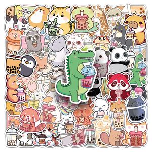 50 Uds lindo Animal Tea Time pegatinas de grafiti personalizadas cuaderno decorativo nevera papelería niños juguetes DIY regalos