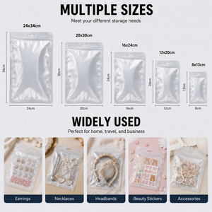 Bolsa de Embalaje Portátil Holográfica de PE con Cierre de Cremallera y Sello de Papel de Aluminio Transparente a Prueba de Humedad para Almacenamiento de Alimentos y Adornos - Product Image 3