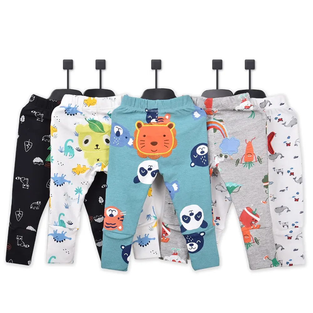 High quality Baby Clothes OEM Infants Cute Casual unisex Baby pants cotton Animal Cartoon Designs Kids longer pants with Embroi