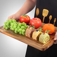 Planche à découper en bois multifonction personnalisée populaire avec poignées - Bois de chêne de 0,4 cm d'épaisseur pour viande, fromage, légumes et fruits