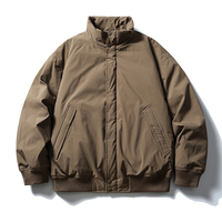 Blouson Bomber Homme Hiver Léger Rembourré avec Logo Personnalisé, Col Montant, Boutons Pression, Isolation Chaude, Doudoune Matelassée