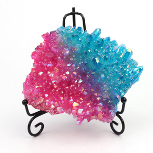 Geode <span class=keywords><strong>Grezzo</strong></span> con Cristalli Aura Rosa Iridescenti Elettroplaccati, Cluster <span class=keywords><strong>di</strong></span> <span class=keywords><strong>Cristallo</strong></span> Naturale, Quarzo Arcobaleno Trasparente - Product Image 4