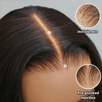 Perruque frontale HD pré-épilée en gros, 100 % cheveux humains vierges bruts, perruque frontale 360 sans colle, perruques en cheveux humains entièrement en dentelle 13x6