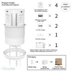 4 cửa hàng chúng tôi, 2 bộ sạc USB, 1 bộ sạc không dây có động cơ bật lên ổ cắm điện cho bàn hội nghị - Product Image 3