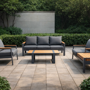 Canapé de patio en aluminium, parfait pour les jardins, les cours arrière, les patios, les coins extérieurs, résistant aux intempéries, ensemble de 7 pièces, canapé d'extérieur - Product Image 1